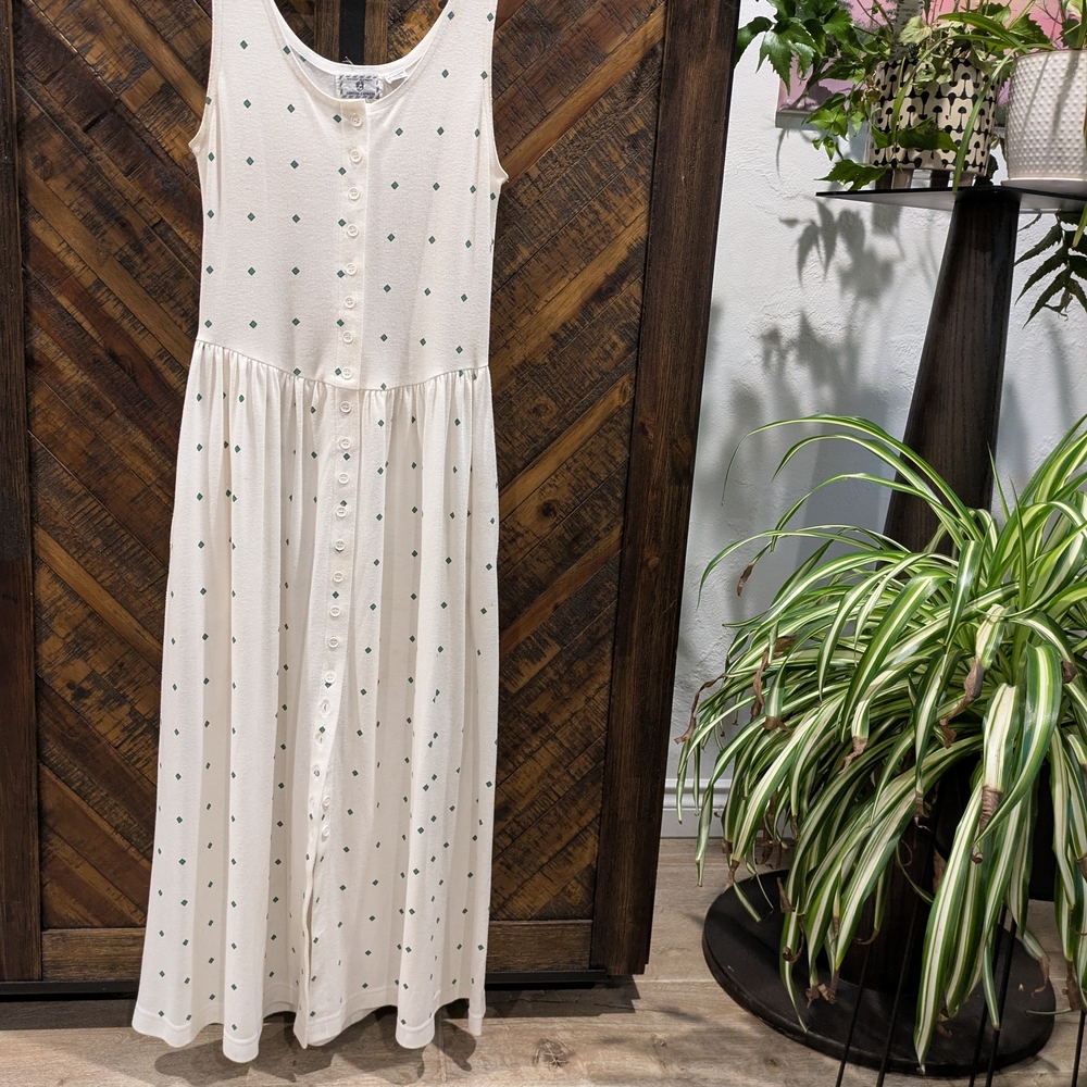 White Polka Dot Sleeveless Dress